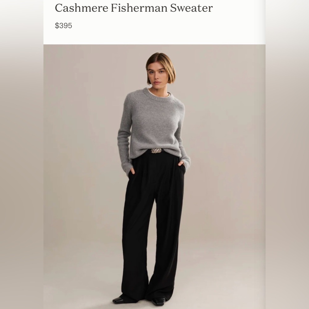 Jenni Kayne Womens Cashmere Fisherman Sweater Heather Grey Size Medium - Large